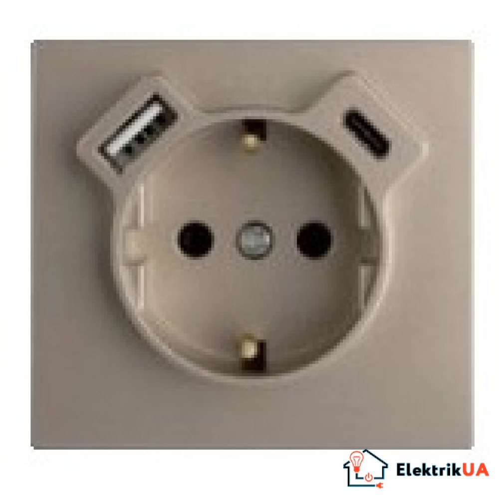 Розетка с заземлением и с двумя USB (тип A та C) Efapel Logus Слоновая кость 21137 TMF